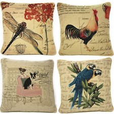 Tapestry Throw Pillow Covers Dragonfly Farmhouse Country Rooster Dogs Parrots