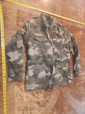 H&M Divided Camo Utility Cargo Jacket Military Button Up Women 10 #S86