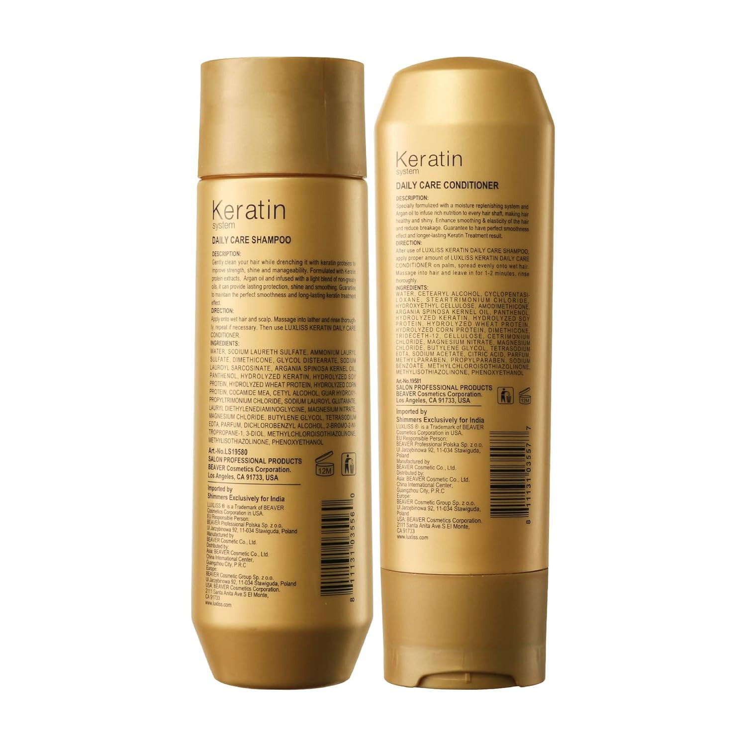 Luxliss Keratin Dailycare Shampoo & Conditioner Treatment For Unisex , F/Ship