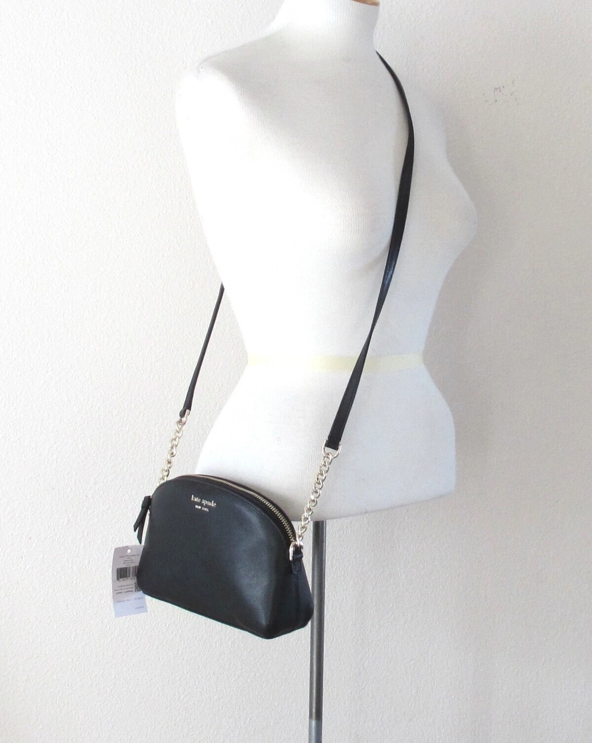 Borsa a tracolla Kate Spade New York Cameron Hilli Saffiano in pelle nera oro pallido