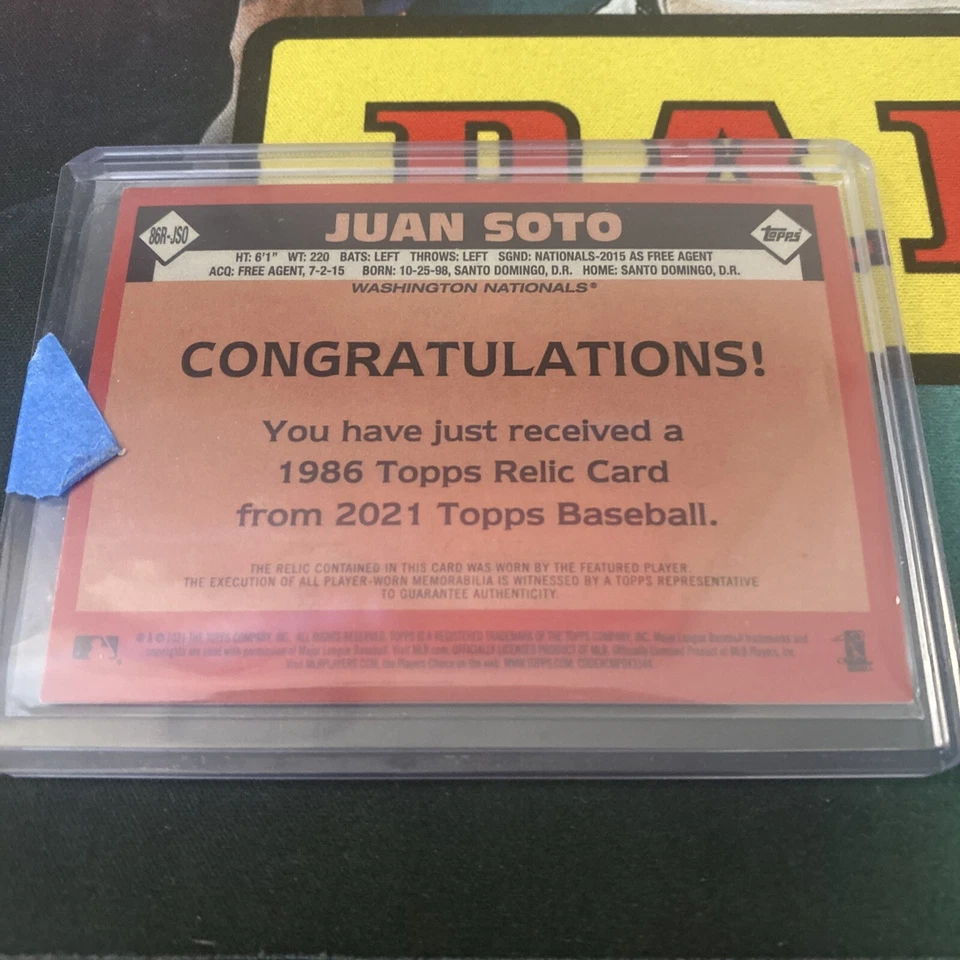 Topps Baseball 2021 Juan Soto Gold Jersey Relic Nationals SSP/50 Padres All Star - Image 2 of 2