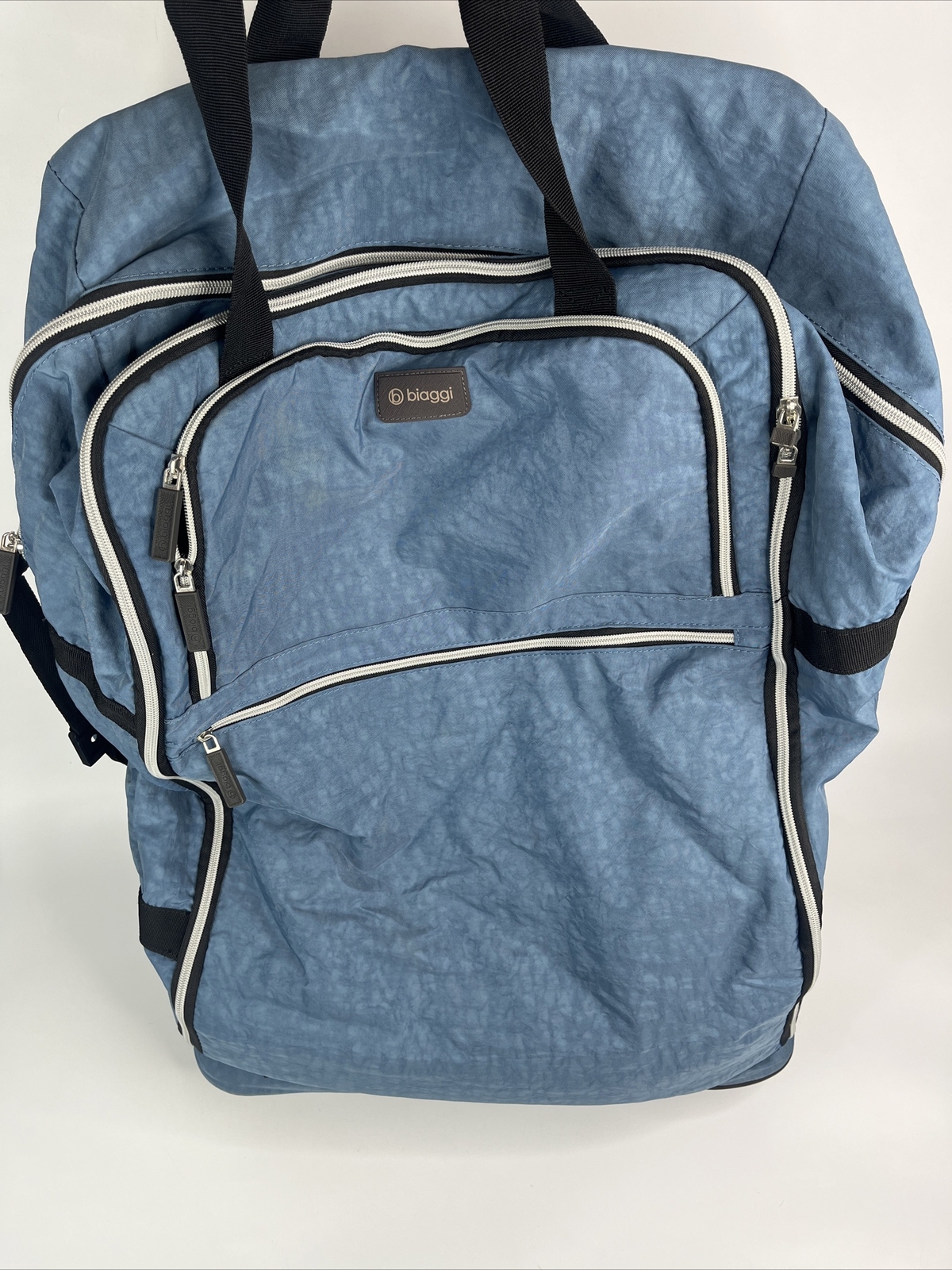 Biaggi Expandable Under Seat Carry On Luggage Bag With Wheels Blue