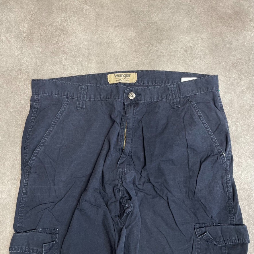 Wrangler Trousers Mens Y2K Cargo Hiking Workwear Canvas Pants, Navy Blue, 36“ image 2