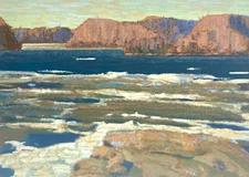 1945 Tom Thomson Utah Landscape Shadows Bold Painting Americana USA Mid-Century