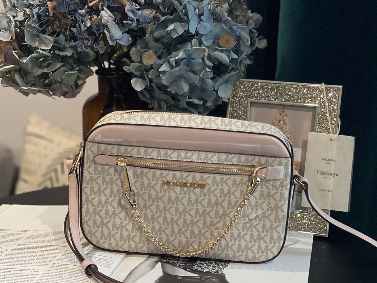 国内即発 MICHAEL KORS OUTLET 35T8GTTC9L POWDER BLUSH Michael Kors Jet Set Large Logo Crossbody Bag Powdered Blush