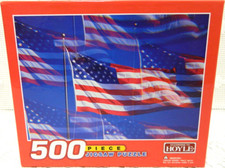 HOYLE 500 Pc American Flag JIGSAW PUZZLE 5501-CHA 13.5" x 19" Made in USA