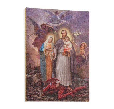 3'' x 4'' Saint Joseph Terror of Demons Textured Wood Plaque H977