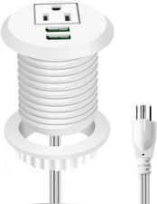 Desktop Power Grommet with USB Ports - Easy Access Outlet for Desks White 