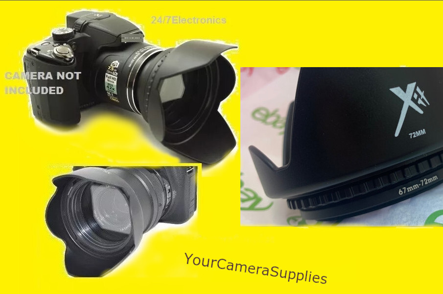 FLOWER LENS HOOD 67-72mm fits CAMERA NIKON COOLPIX P900 P950, no vignetting