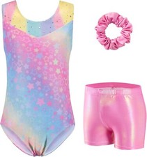 Zaclotre Gymnastics Leotards for Girls Sparkly 6-7 Years, Rainbow Stars