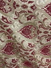 BURGUNDY GOLD DAMASK CHENILLE UPHOLSTERY BROCADE FABRIC 56 in. Sold BTY