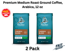 Caribou Coffee Decaf Caribou Blend Medium Roast Ground Coffee, Arabica 12 oz New