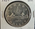 1960 & 1961 Canada Silver Dollar 80% Silver Canadian Coins Lot of 2. AU BU