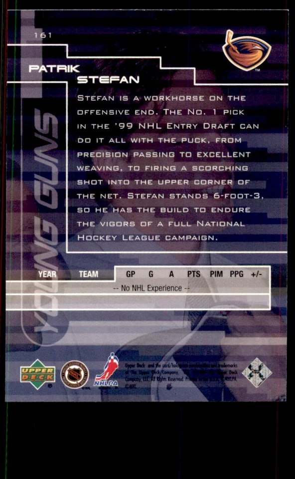 1999-00 Upper Deck Gold Reserve #161 Patrik Stefan Young Guns Rookie - Image 2 of 2