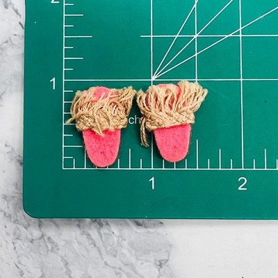  SKIPPER Dreamtime #1909 Pink Felt SLIPPERS w Pink Fringe VTG 1968 Mattel