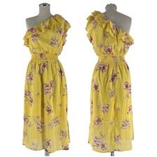 NWT yellow floral one shoulder dress tropical