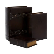 Wooden Decorative Box Faux Storage Book Book Shaped Boxes with Faux Leather D...