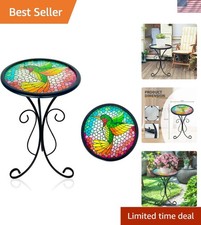 Durable Outdoor Mosaic Side Table - 12" Hummingbird Design for Indoor Use