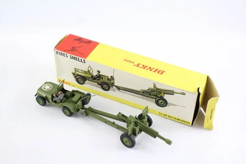 Dinky Toys 615 US Jeep w/ 105mm Howitzer Vintage Boxed Diecast Model