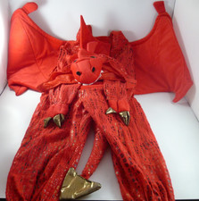 2 Pcs Pottery Barn Kids Red Dragon Costume Outfit 3 Toddler Hat Hood Halloween