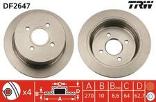 2x Bremsscheibe TRW DF2647 für FORD ESCORT ORION AFL ABL CLASSIC GAL AAL ALL 5 6
