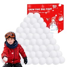 100 Pack Fake Snow Balls, Soft Snow Fight Set, Artificial Snow Fight Balls fo...