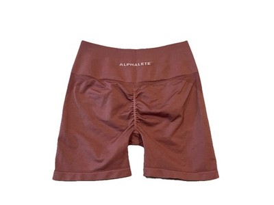 Alphalete Amplify Autumn Scrunched Bike Shorts 4.5''  Mauve Women's SZ Large