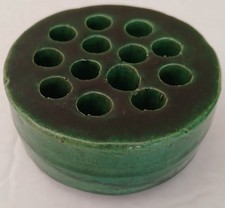 Vintage Green Ceramic Flower Frog Japan 13 Holes