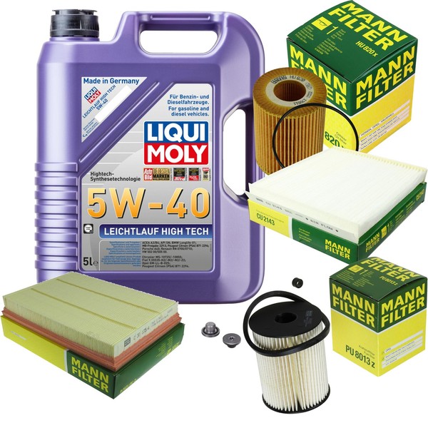 Mann Inspektionspaket 5 L Liqui Moly Leichtlauf High Tech 5W-40 FüR Opel Meriva-image