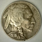 1938 D Buffalo Indian Head Nickel Very Fine 5c US VF Coin Denver Mint