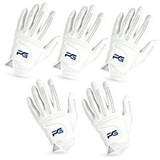 Gloves 5 Pack Cabretta Leather, Premium Quality Mens Golf Gloves Medium