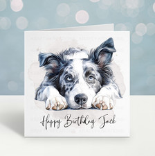 Personalised Border Collie Birthday Card – Cute Dog Illustration – 6 Designs