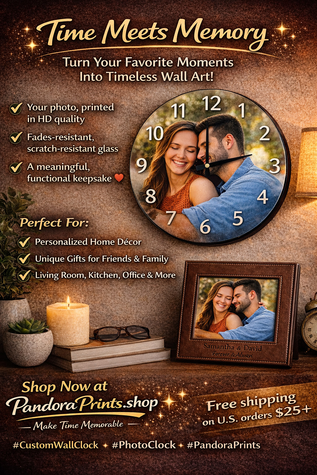 Personalized Photo Wall Clock Custom Picture Clock Home Decor Gift