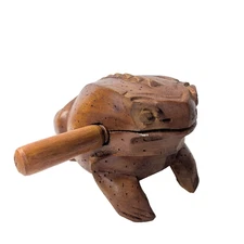 6" Wooden Guiro Frog Rasp Percussion Instrument Large Croaking Amphibian Call