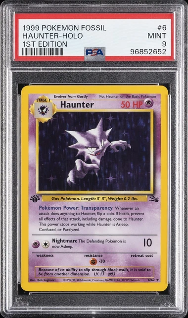 1999 POKEMON FOSSIL 1ST EDITION #6 HAUNTER-HOLO PSA 9