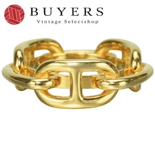 Used Hermes Scarf Ring Cha ne d Ancre Metal Gold Plated Accessory Ladies Women