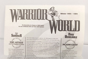 Enix Games Warrior World Newsletter Winter 1993/1994 SNES NES - Free Shipping!