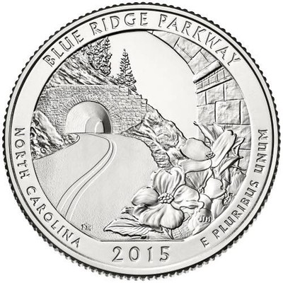 2015-P&D Blue Ridge Pkwy ATB Quarter -P&D Mint 2 Coin Set-Brilliant Uncirculated