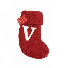 New Wondershop Mini Red Christmas Stocking 8" Initial Letter V Knit Target