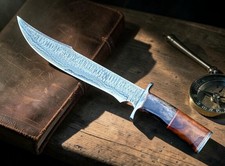 Custom Handmade Damascus Steel 15 Inches Bowie Knife - Hunting Knife