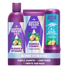 Image of Aussie Blonde & Hydrate Purple Shampoo And Conditioner Set With Hair Mask