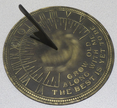 Vintage Brass Sundial - Grow Old Along With Me The Best Is Yet To Be - 11''