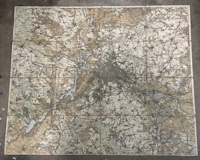 Antique Linen Backed map of Berlin Germany Karte der Umgebung von 1890's