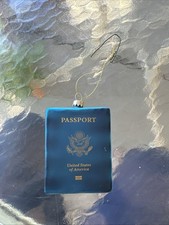 Glass USA Passport 4" Travel Glass Christmas Ornament