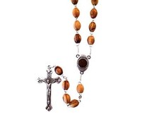 Holy Land Imports Olive Wood Rosary with Soil from Bethlehem
