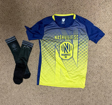 Nashville SC Jersey Youth Large (12-14) MLS Soccer- Football w/Johnny Cash Socks