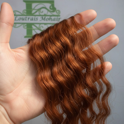 Mohair für Reborn Puppe, bewurzelt. Loutrais Mohair Premium - 10 GRAMM Mediu Auburn