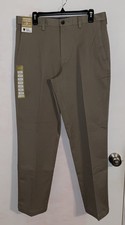 NEW Haggar Premium Comfort Khaki Classic Fit Tan Pants Flat Front 34x30