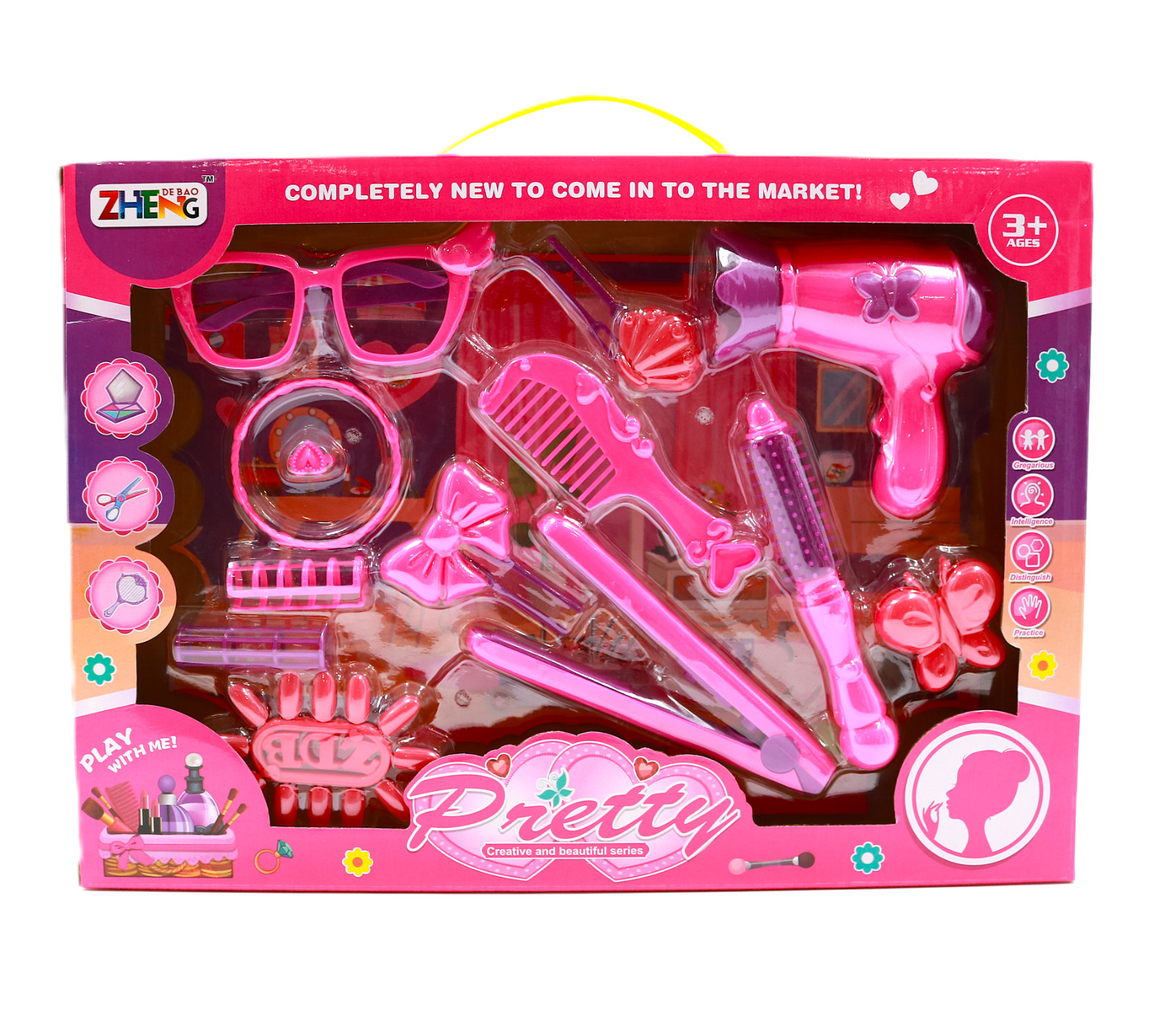 Kids Pretend Play Makeup Hair Styling Beauty Salon Toy Set A