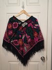 Mexican Hand Woven Black Poncho With Peacock — photo 4